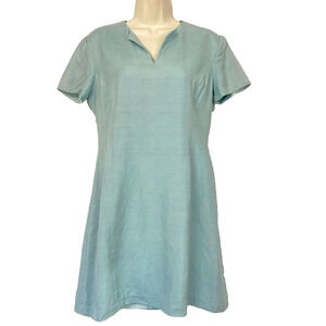 Tweeds Silk Dress Womens 4 Baby Blue Short Sleeve Career Spring Vintage 90s Y2K